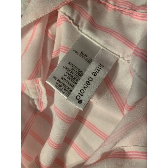 little peixoto Revolve Pink White Striped Long Sleeve Maxi Shirt Dress One Size - Picture 3 of 5
